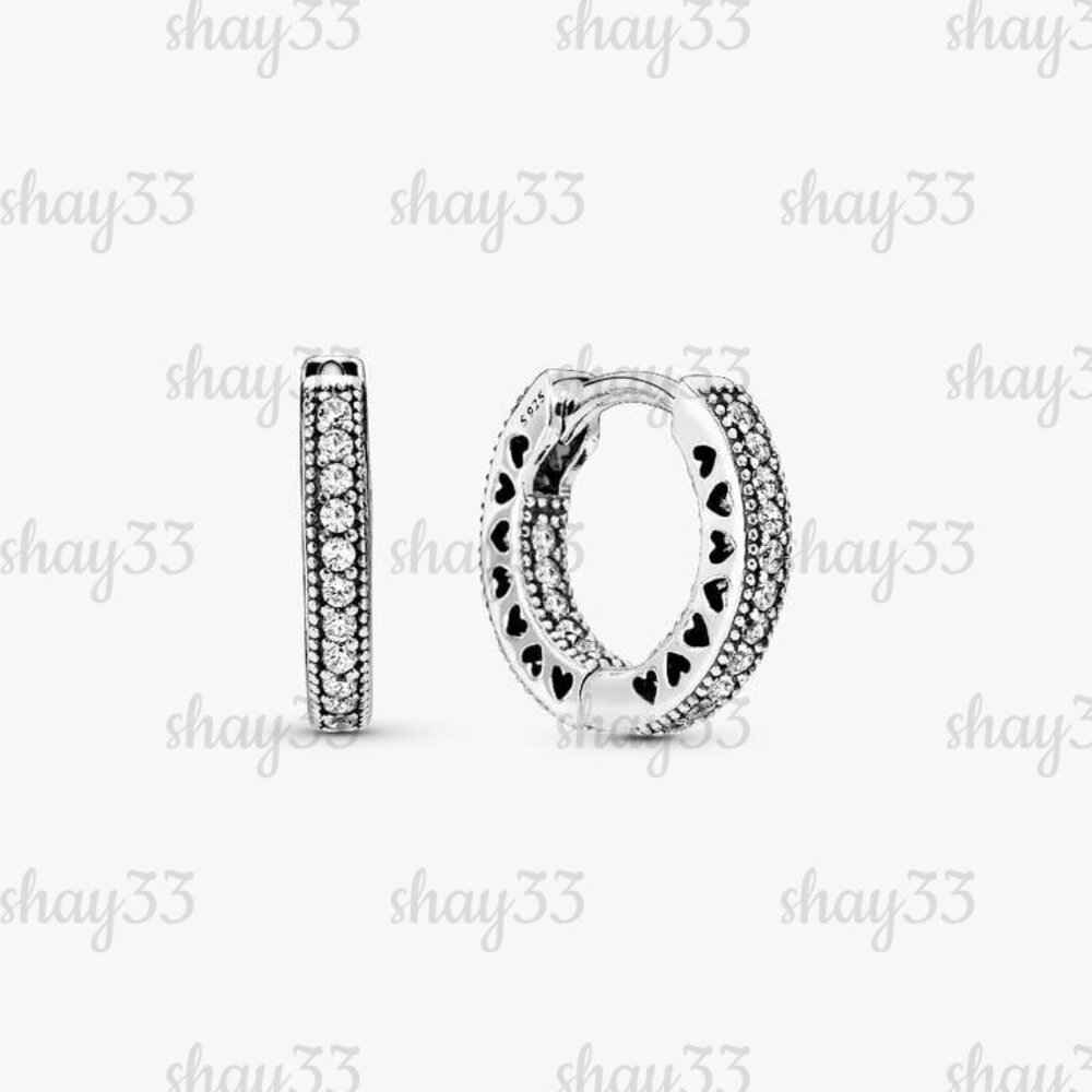 Pandora Pavé Heart Hoop Earrings
